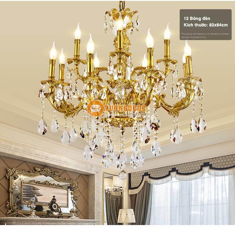 Đèn chùm đồng pha lê nến hoa lệ abr170-5